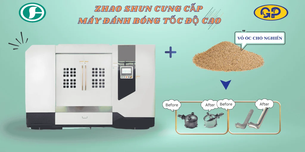 Máy mài đánh bóng vỏ óc chó