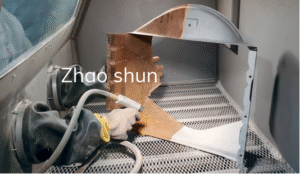 tủ phun cát làm sạch bề mặt kim loại