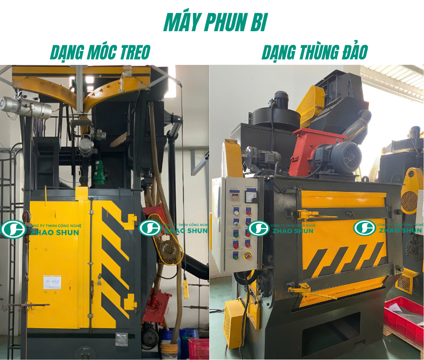 Máy phun bi làm sạch bề mặt kim loại